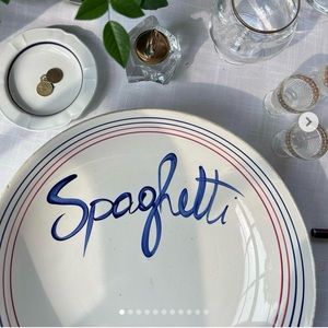 Large 1970’s Handpainted ‘Spaghetti’ serving dish